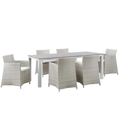 Modway Junction 7 Piece Outdoor Patio Dining Set, Gray/White