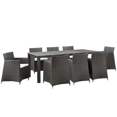 Modway Junction 9 Piece Outdoor Patio Dining Set, Brown/White