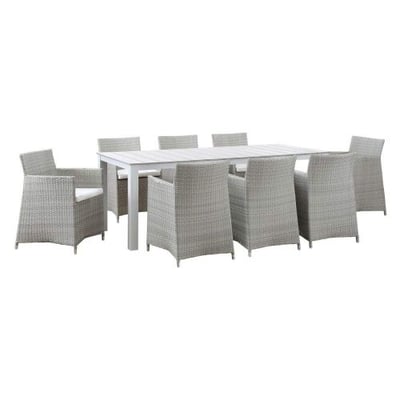 Modway Junction 9 Piece Outdoor Patio Dining Set, Gray/White