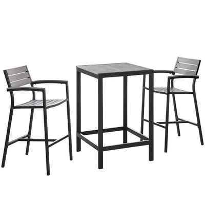 Modway EEI-1754-BRN-GRY-SET Maine 3 Piece Outdoor Patio Dining Set, Brown Gray