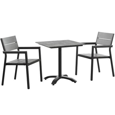 Modway EEI-1759-BRN-GRY-SET Maine 3 Piece Outdoor Patio Dining Set, Brown/Gray