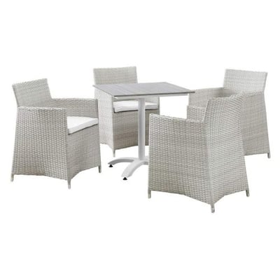 Modway Junction 5 Piece Outdoor Patio Dining Set, Gray/White