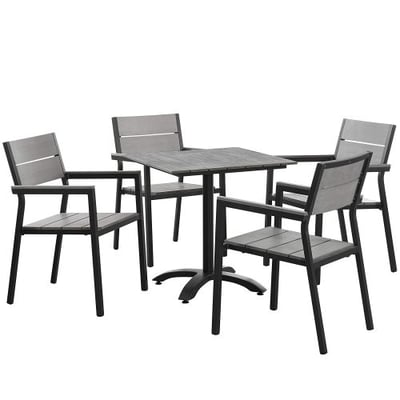 Modway EEI-1761-BRN-GRY-SET Maine (5 Piece) Outdoor Patio Dining Set, Brown/Gray