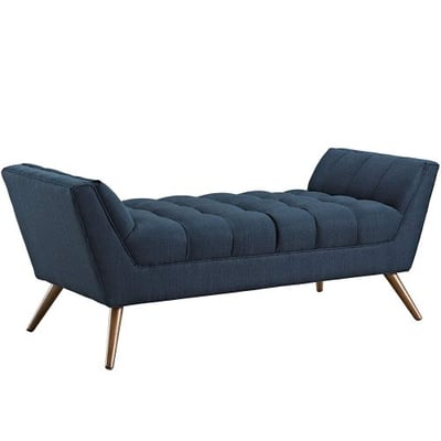 Modway Response Mid-Century Modern Bench Medium Upholstered Fabric in Azure