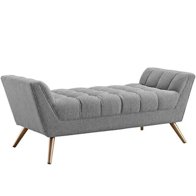 Modway Response Mid-Century Modern Bench Medium Upholstered Fabric in Expectation Gray