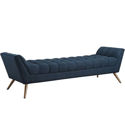 Modway Response Mid-Century Modern Bench Large Upholstered Fabric in Azure
