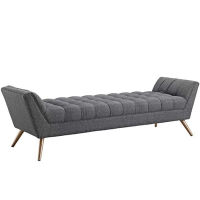 Modway Response Mid-Century Modern Bench Large Upholstered Fabric in Gray