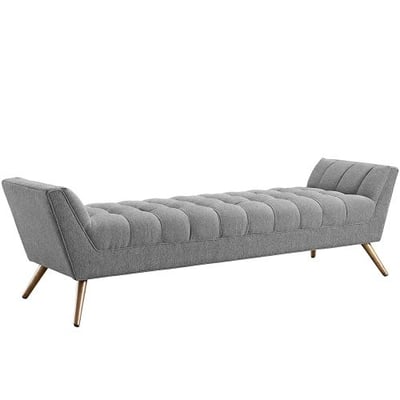 Modway Response Mid-Century Modern Bench Large Upholstered Fabric in Expectation Gray