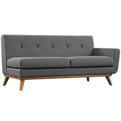 Modway Engage Mid-Century Modern Upholstered Fabric Right-Arm Loveseat In Gray