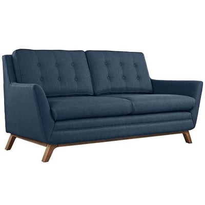 Modway Beguile Mid-Century Modern Loveseat With Upholstered Fabric In Azure