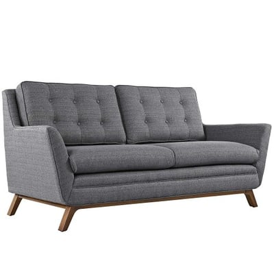 Modway Beguile Mid-Century Modern Loveseat With Upholstered Fabric In Gray