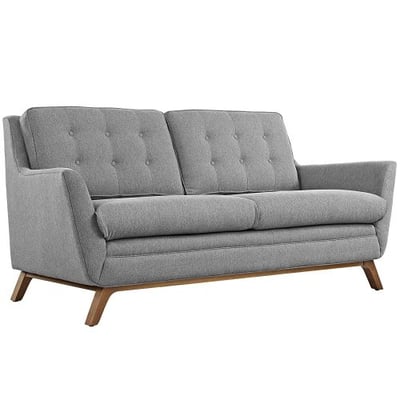Modway Beguile Mid-Century Modern Loveseat With Upholstered Fabric In Expectation Gray