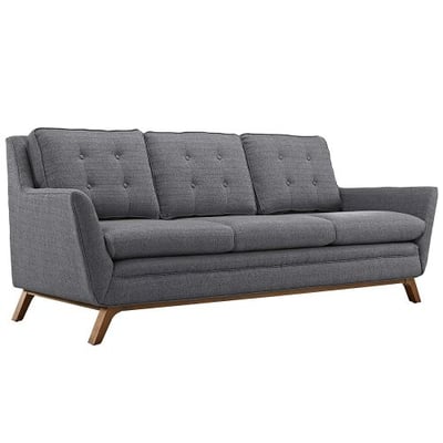 Modway Beguile Mid-Century Modern Sofa With Upholstered Fabric In Gray