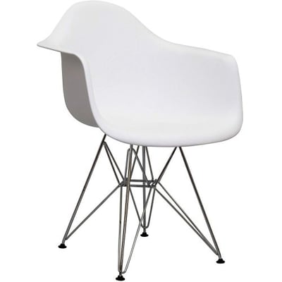 Modway Paris Mid-Century Modern Molded Plastic Armchair in White