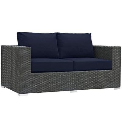 Modway LexMod Sojourn Outdoor Patio Loveseat, Canvas Navy