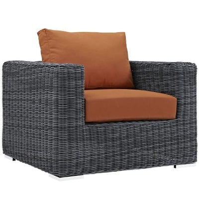 Modway Summon Outdoor Patio Armchair With Sunbrella Brand Tuscan Orange Canvas Cushions