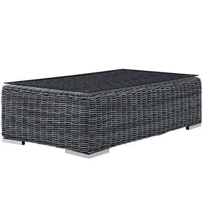 Modway Summon Outdoor Patio Tempered Glass Coffee Table, Espresso