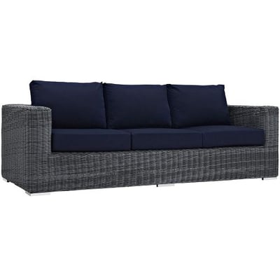 Modway Summon Outdoor Patio Sofa With Sunbrella Brand Navy Canvas Cushions
