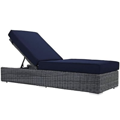 Modway Summon Outdoor Patio Chaise Lounge With Sunbrella Brand Navy Canvas Cushions