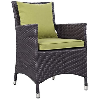 Modway Convene Wicker Rattan Outdoor Patio Dining Armchair With Cushion in Espresso Peridot