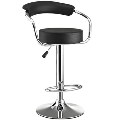 Modway Diner Retro Faux Leather Adjustable Bar Stool in Black