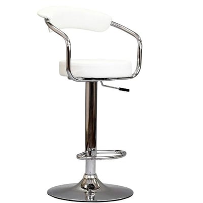 Modway Diner Retro Faux Leather Adjustable Bar Stool in White