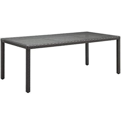 Modway Sojourn Rectangle Outdoor Patio Rattan Glass Top Dining Table, 82