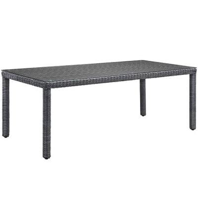 Modway Summon Rectangle Outdoor Patio Glass Top Dining Table, 83