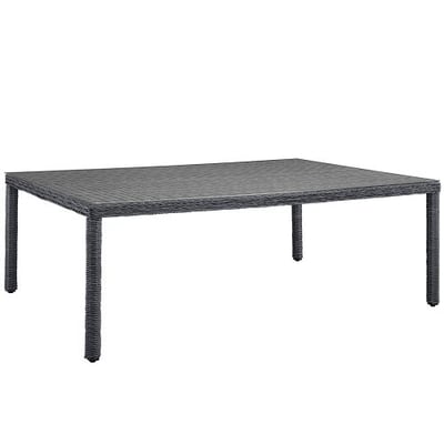 Modway Summon Rectangle Outdoor Patio Glass Top Dining Table, 90