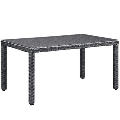 Modway Summon Rectangle Outdoor Patio Glass Top Dining Table, 59