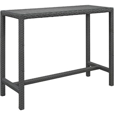 Modway Sojourn Large Outdoor Patio Rattan Bar Table With Tempered Glass Top, Espresso