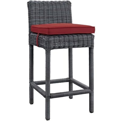 Modway EEI-1960-GRY-RED Summon Outdoor Patio Sunbrella Bar Stool in Gray Red, One, Canvas