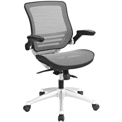 Modway Edge All Mesh Office Chair With Flip-Up Arms In Gray - Ergonomic Desk And Computer Chair
