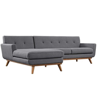 Modway Engage Mid-Century Modern Upholstered Fabric Left-Facing Sectional Sofa In Gray