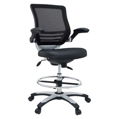 Zozulu Edge Drafting Chair - Reception Desk Chair - Flip-Up Arm Drafting Chair in Black