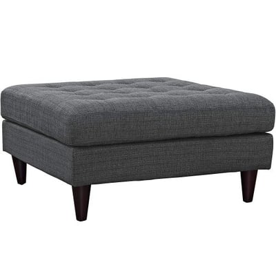 Modway Empress Mid-Century Modern Upholstered Fabric Large Ottoman In Gray