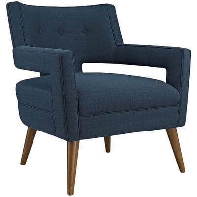 Modway EEI-2142-AZU Sheer Upholstered Fabric Mid-Century Modern Accent Arm Lounge Chair Azure