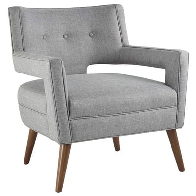 Modway EEI-2142-LGR Sheer Upholstered Fabric Mid-Century Modern Accent Arm Lounge Chair Light Gray