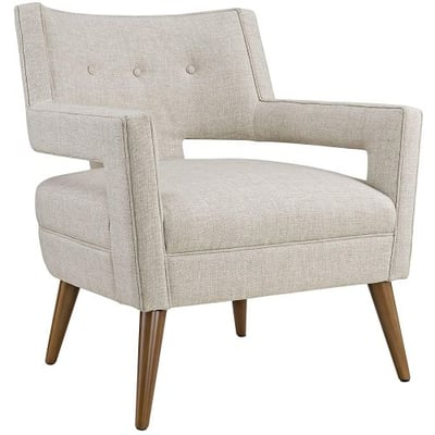 Modway EEI-2142-SAN Sheer Upholstered Fabric Mid-Century Modern Accent Arm Lounge Chair Sand