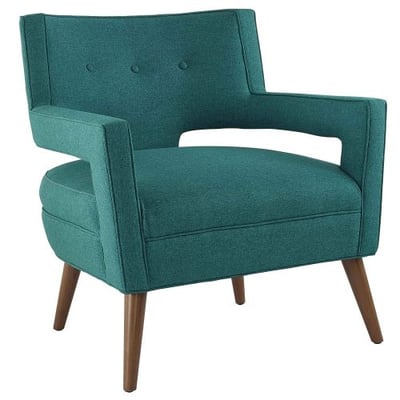Modway EEI-2142-TEA Sheer Upholstered Fabric Mid-Century Modern Accent Arm Lounge Chair Teal