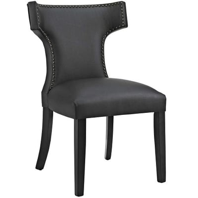 Modway Curve Mid-Century Modern Upholstered Vinyl Dining Chair With Nailhead Trim In Black