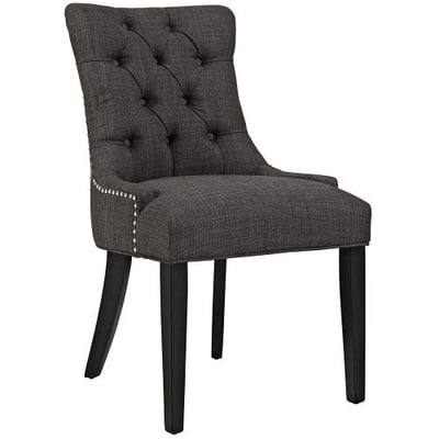 Modway Regent Modern Elegant Button-Tufted Upholstered Fabric Dining Side Chair With Nailhead Trim in Brown