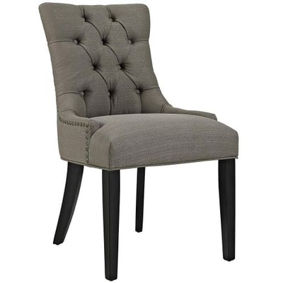 Modway Regent Modern Elegant Button-Tufted Upholstered Fabric Dining Side Chair With Nailhead Trim in Granite