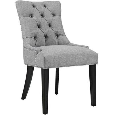 Modway Regent Modern Elegant Button-Tufted Upholstered Fabric Dining Side Chair With Nailhead Trim in Light Gray