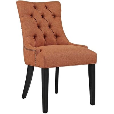 Modway Regent Modern Elegant Button-Tufted Upholstered Fabric Dining Side Chair With Nailhead Trim in Orange