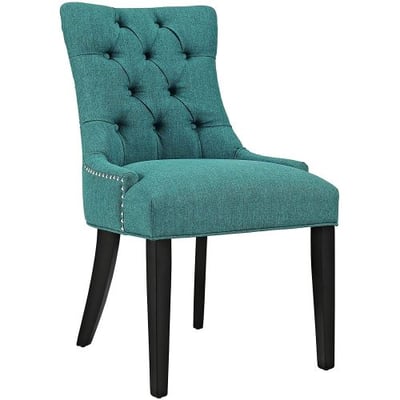 Modway Regent Modern Elegant Button-Tufted Upholstered Fabric Dining Side Chair With Nailhead Trim in Teal