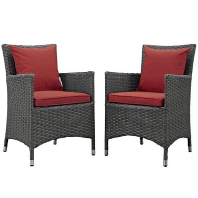 Modway EEI-2242-CHC-RED-SET Sojourn 2 Piece Outdoor Patio Sunbrella Set, 2 Dining Chairs, Canvas Red