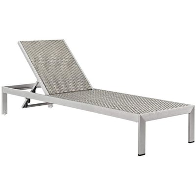 Modway Shore Outdoor Patio Aluminum Chaise Lounge Chair, Silver Gray