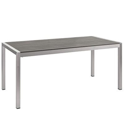 Modway Shore Aluminum Outdoor Patio Extendable Dining Table in Silver Gray