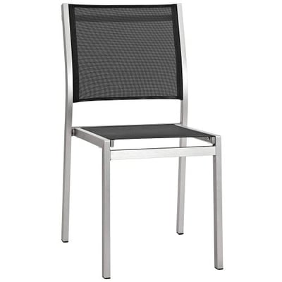 Modway Shore Outdoor Patio Aluminum Side Chair in Silver Black